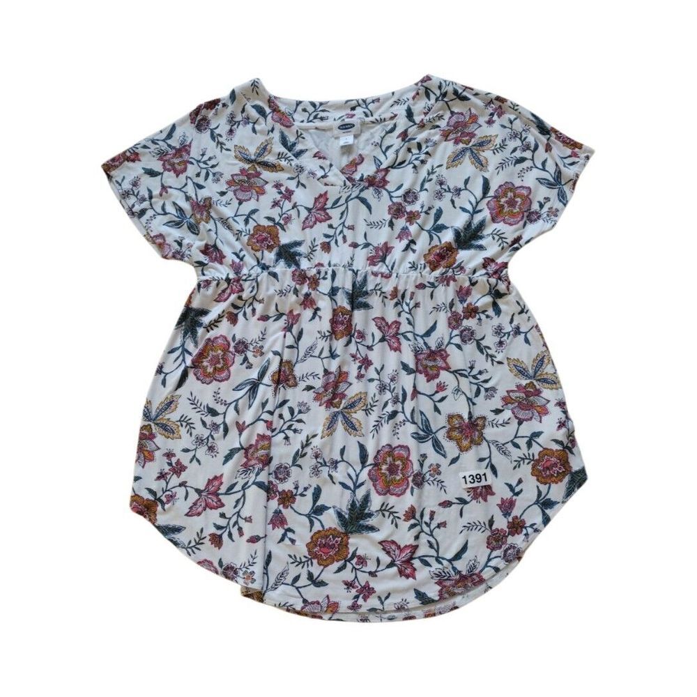 Old Navy Maternity Blouse Women Large Multicolor Floral Print Knit Tunic Boho